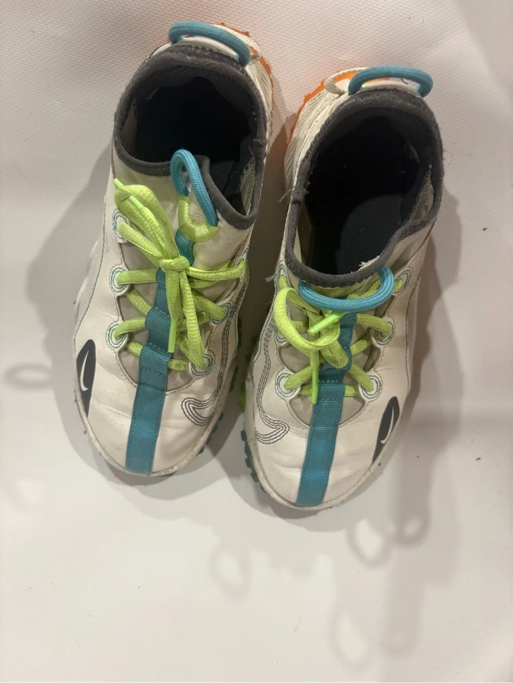 Nike Kids White Teal Lime Trail Sneakers